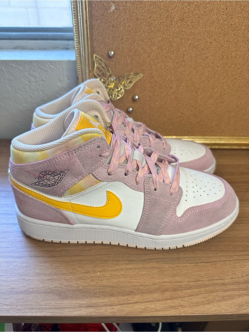 Jordan Women’s Sneakers — Pink, White & Yellow
